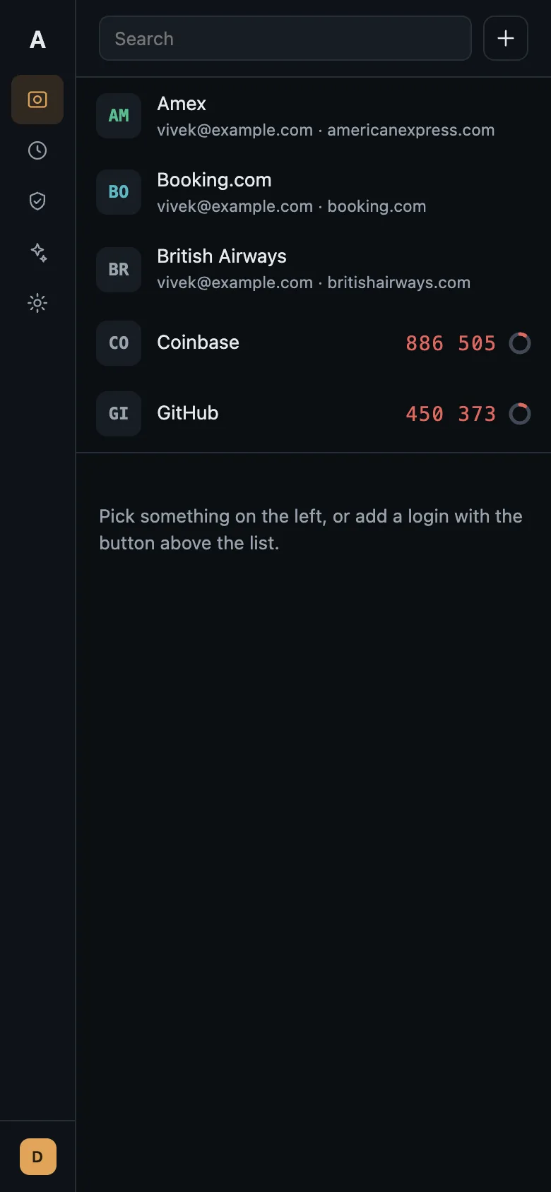 Alpha on a phone: the vault list with one-time codes ticking.